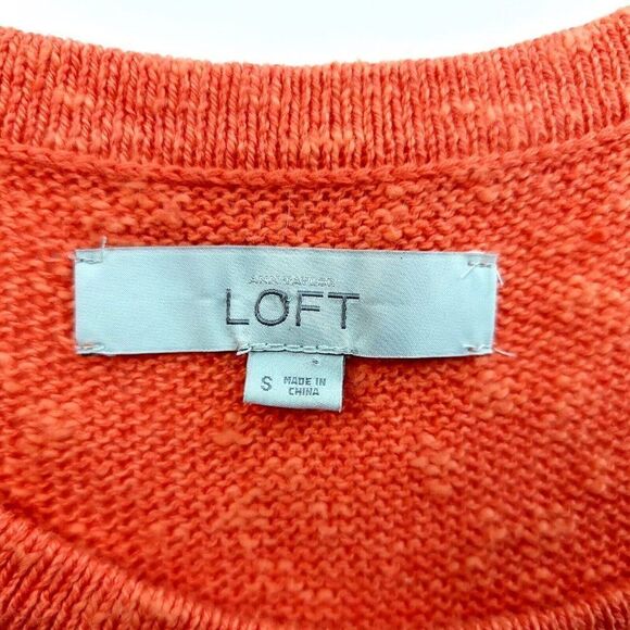Ann Taylor Loft Orange Knit Scoop Neck Cap Sleeve Front Pocket Top Shirt Small‎ - Picture 5 of 5